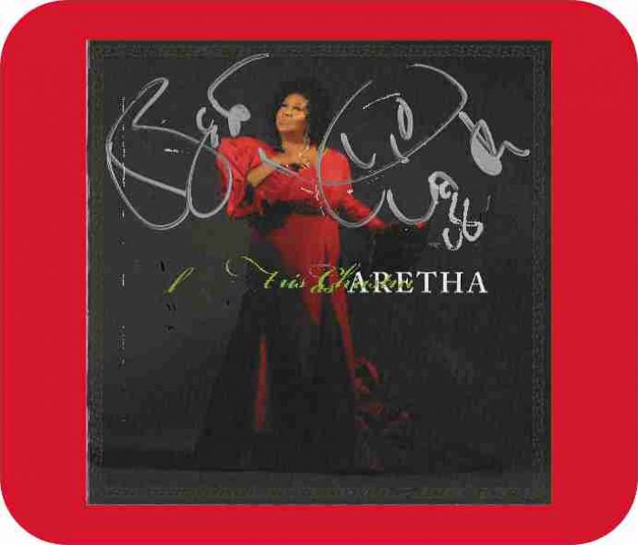 Aretha Franklin Photo of Autographed CD Black Art Mousepad